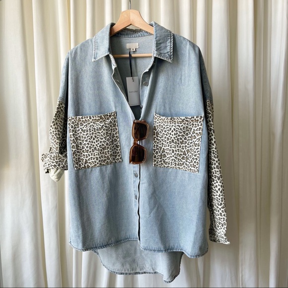 Leopard Button-Down Denim Shirt - Picture 10 of 10